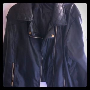 Black leather biker jacket